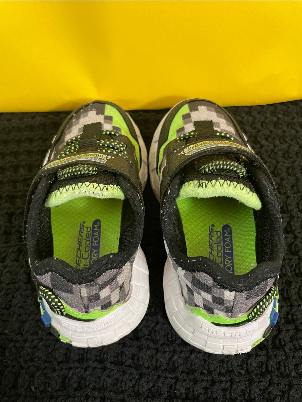 Skechers Kids Mega-Craft Black & Green Pixel Sneakers - Picture 3 of 7